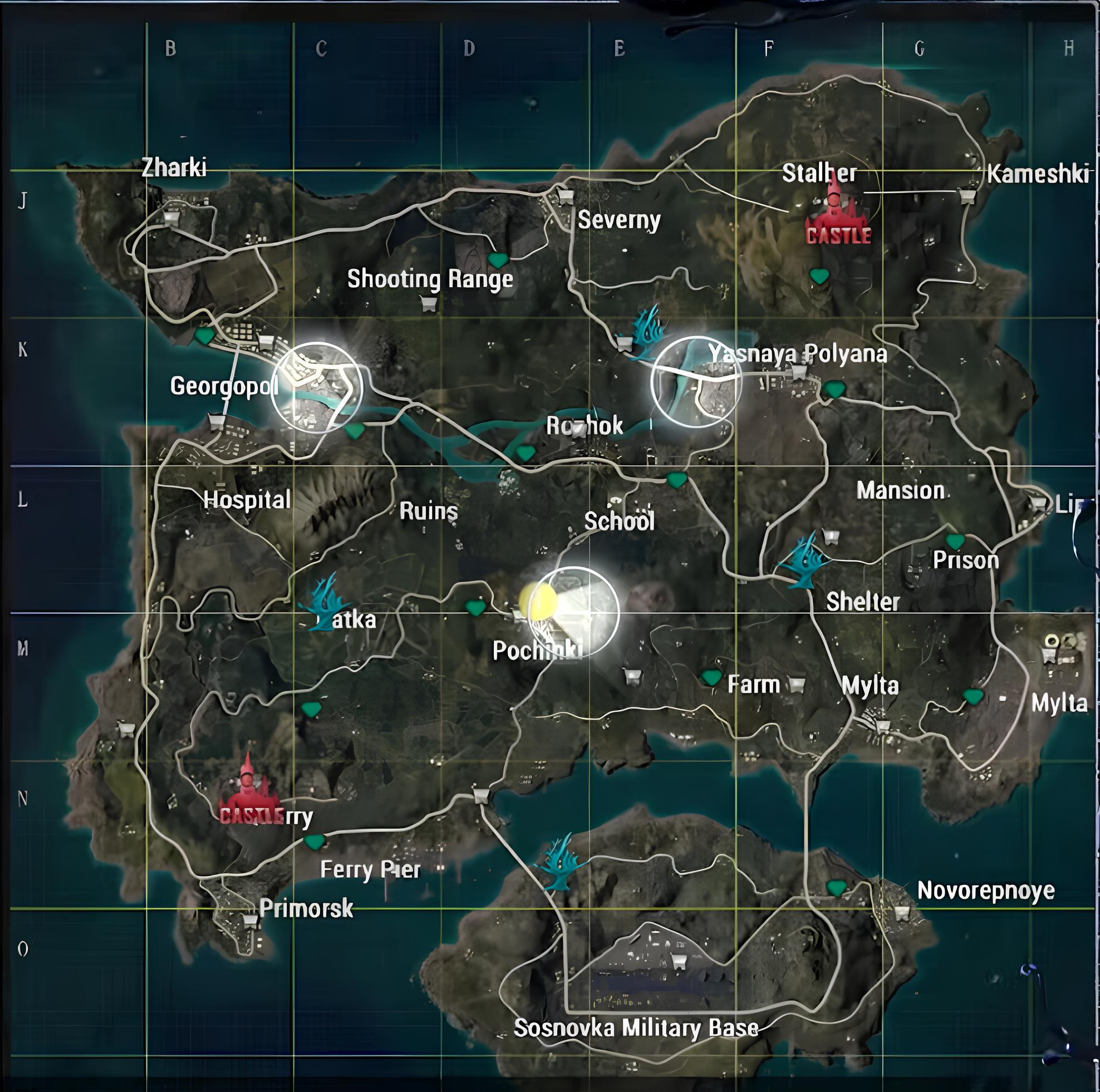 Все локации, где находятся колонии симбиотов в PUBG Mobile